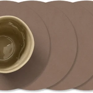 LIND DNA Untersetzer Nupo - Leder - Trüffel - ø 10 cm - 4 Stück
