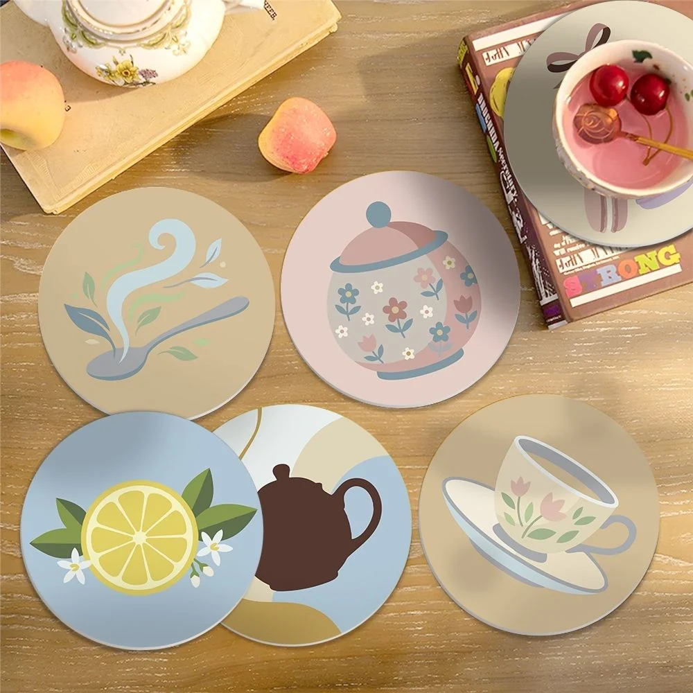 Malen nach Zahlen 10cm Untersetzer (6 Stück) - Tea Time