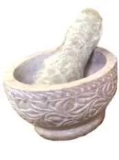Mörser Speckstein hell 10x6.2cm geschnitzt INDIEN