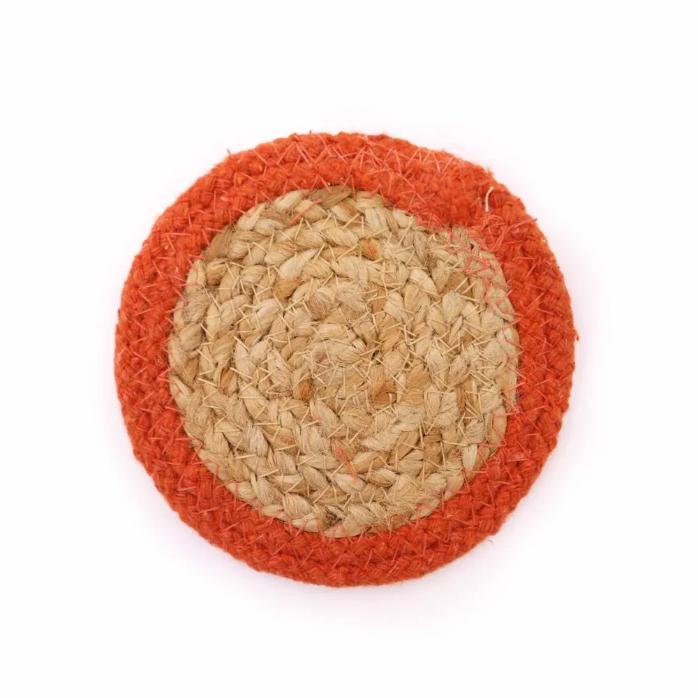 Natur-Untersetzer – Jute & Baumwolle, 10 cm (4er-Set) – Tonrand