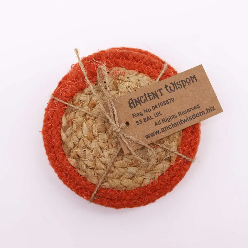 Natur-Untersetzer – Jute & Baumwolle, 10 cm (4er-Set) – Tonrand