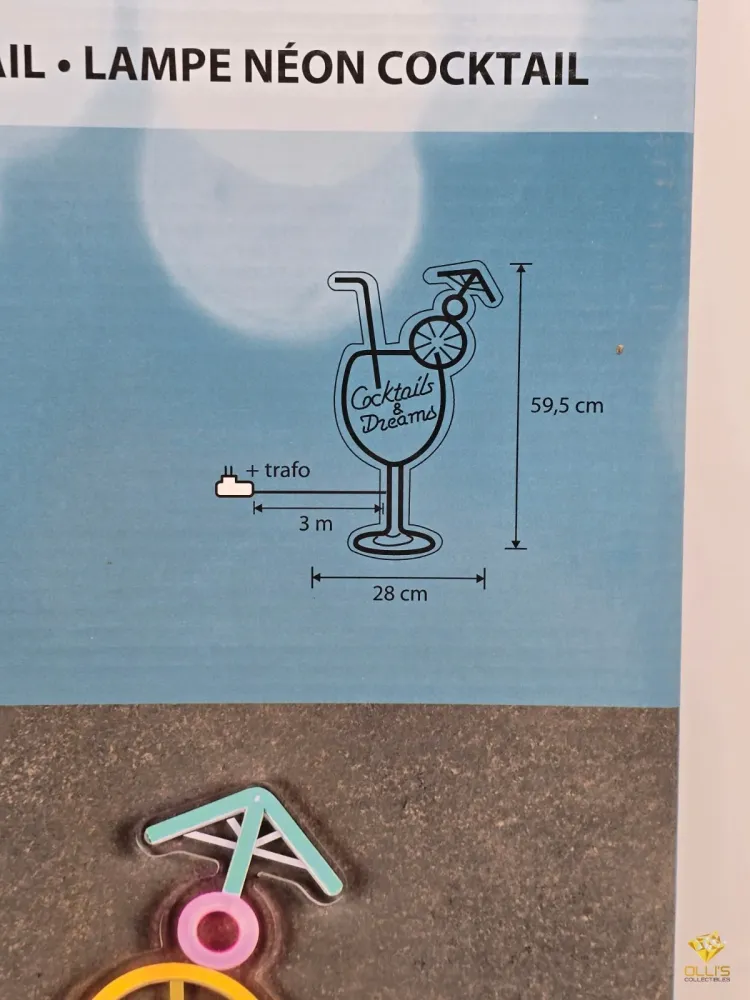 Neon Schild "Cocktail & Dreams" 58x28cm Bar Drink Wand Schild Outdoor LED Retro