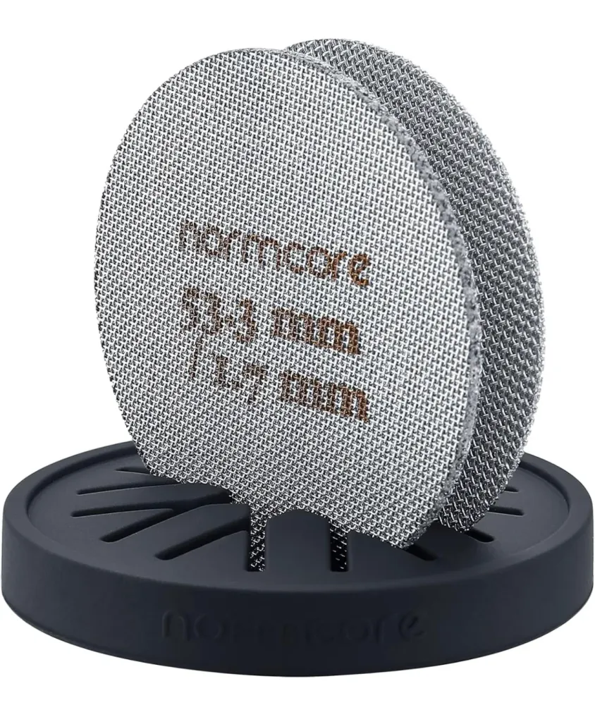 Normcore Premium Puck-Sieb, Puck Screen, 53.3 mm, 2 Stück, mit Ständer