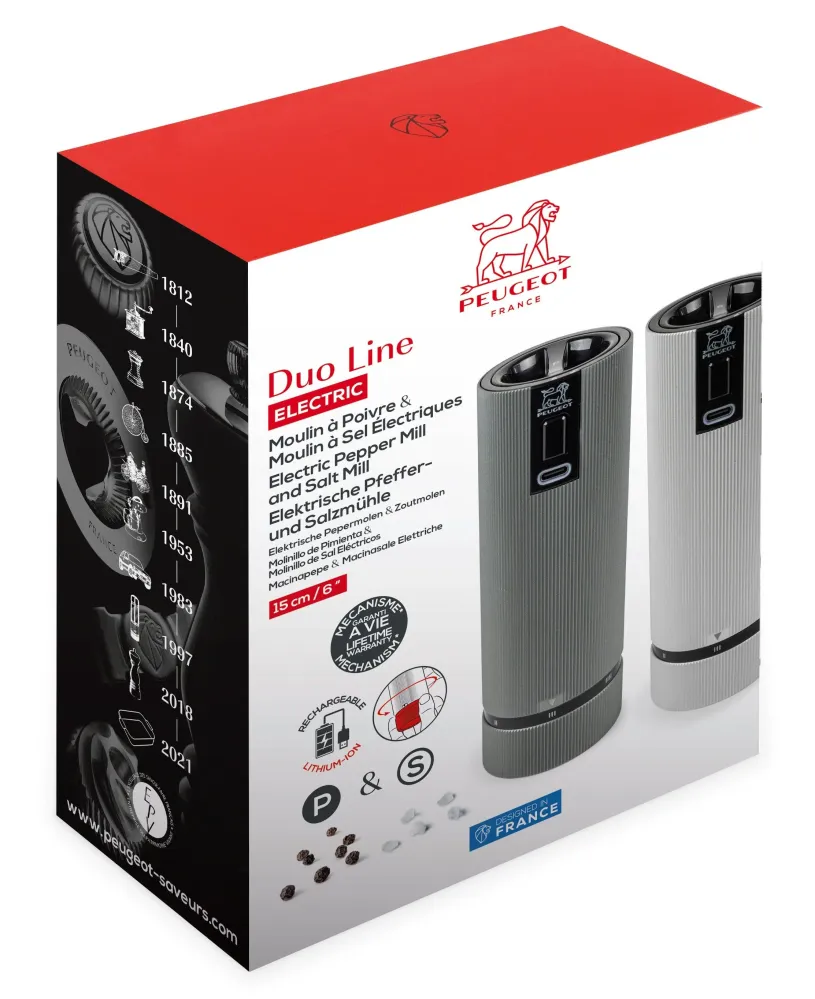 Peugeot Geschenkset Salz- und Pfefferstreuer Zirlion 'Line Electrique' 15 cm