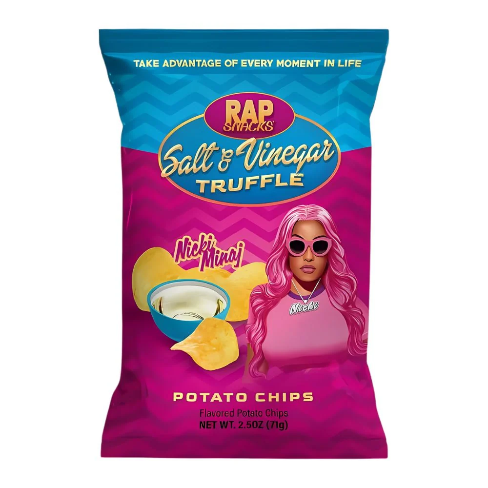Rap Snacks Nicki Minaj Salt & Vinegar Truffle Potato Chips, Kartoffelchips mit Salz-, Essig- und Trüffelgeschmack, 71g