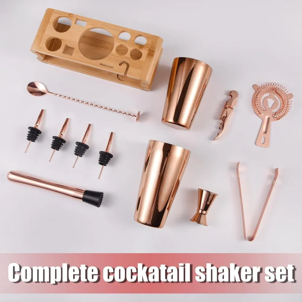 Rosegold Cocktail Shaker Set Edelstahl 550ML/750ML 12-Teilig