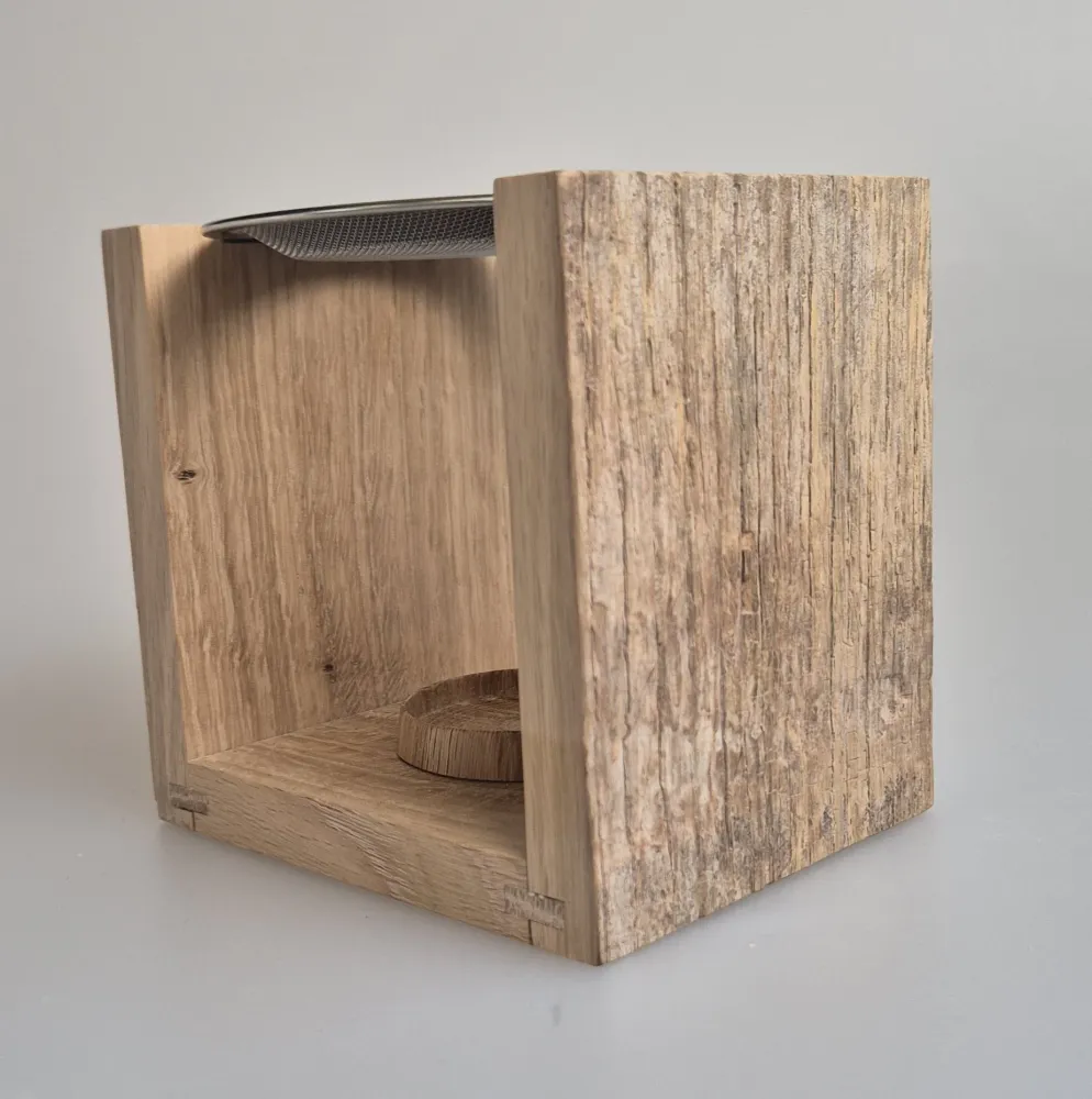 Räuchergefäß aus Eichenholz | Sieb 10 cm