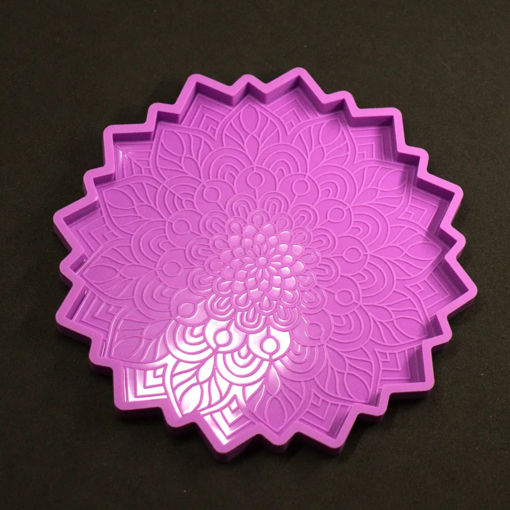 Silikonform Mandala Orchidee Untersetzer Gießform Raysin Epoxidharz ca. 14,5 cm