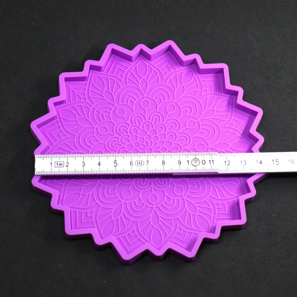 Silikonform Mandala Orchidee Untersetzer Gießform Raysin Epoxidharz ca. 14,5 cm