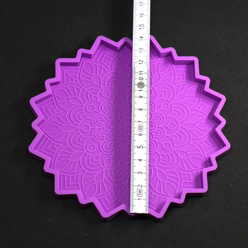 Silikonform Mandala Orchidee Untersetzer Gießform Raysin Epoxidharz ca. 14,5 cm