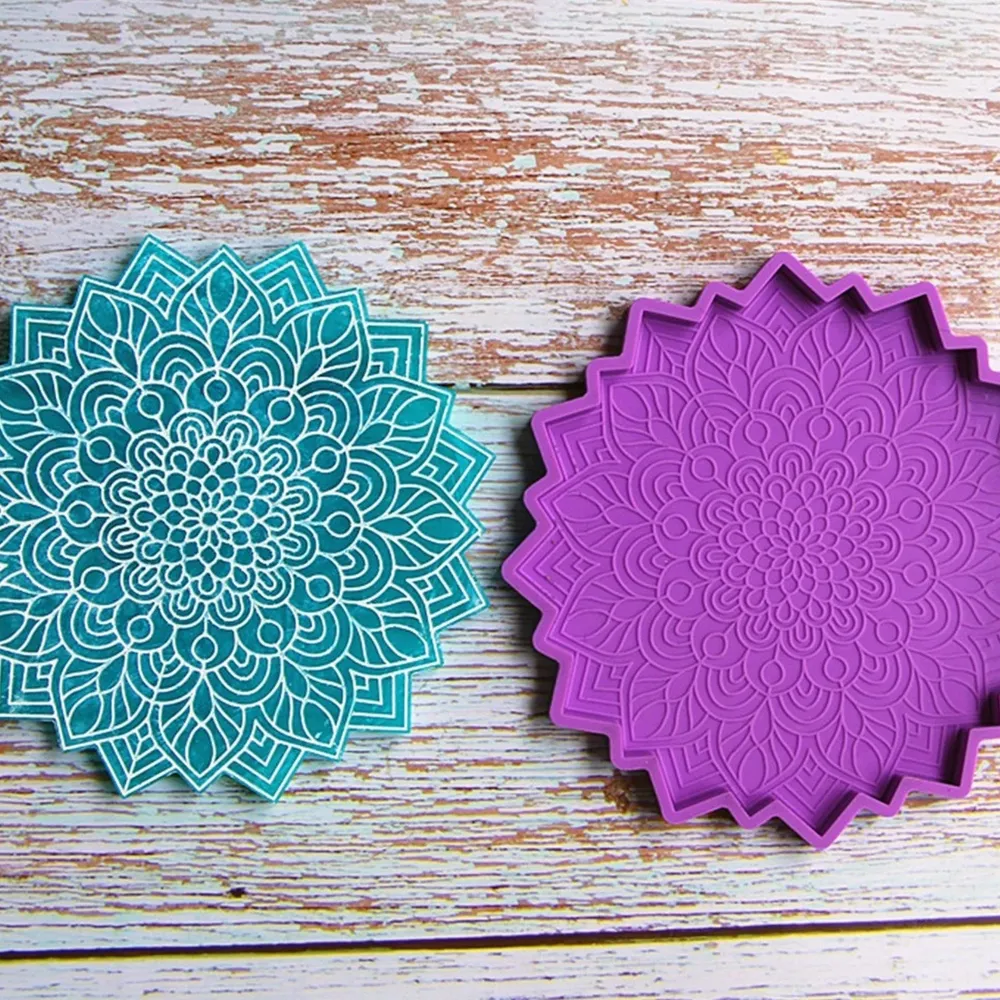 Silikonform Mandala Orchidee Untersetzer Gießform Raysin Epoxidharz ca. 14,5 cm