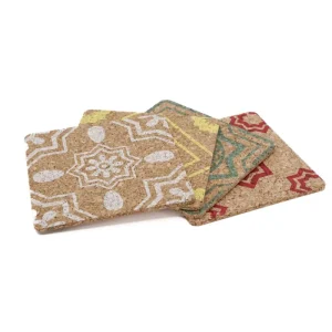 soñho Cortiç Azulejo Kork Untersetzer 4er Set, 10 x 10 cm