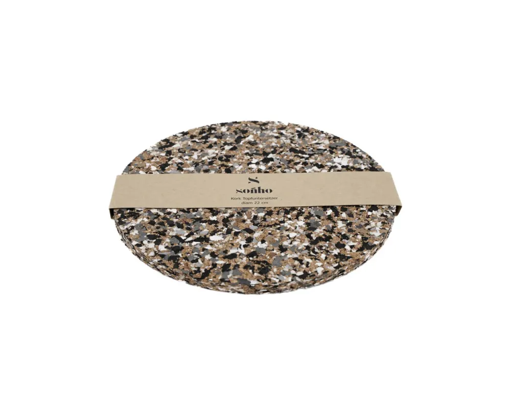 soñho Oceano Kork Topfuntersetzer Ø 22 cm schwarzgrau
