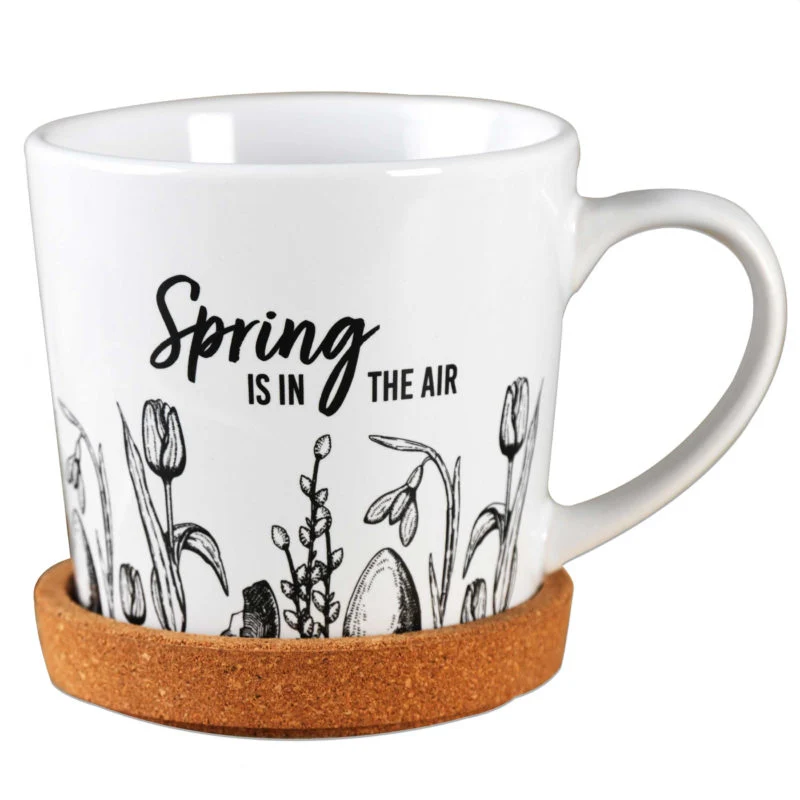 Spring is air Tasse mit Kork Untersetzer Papierdrachen