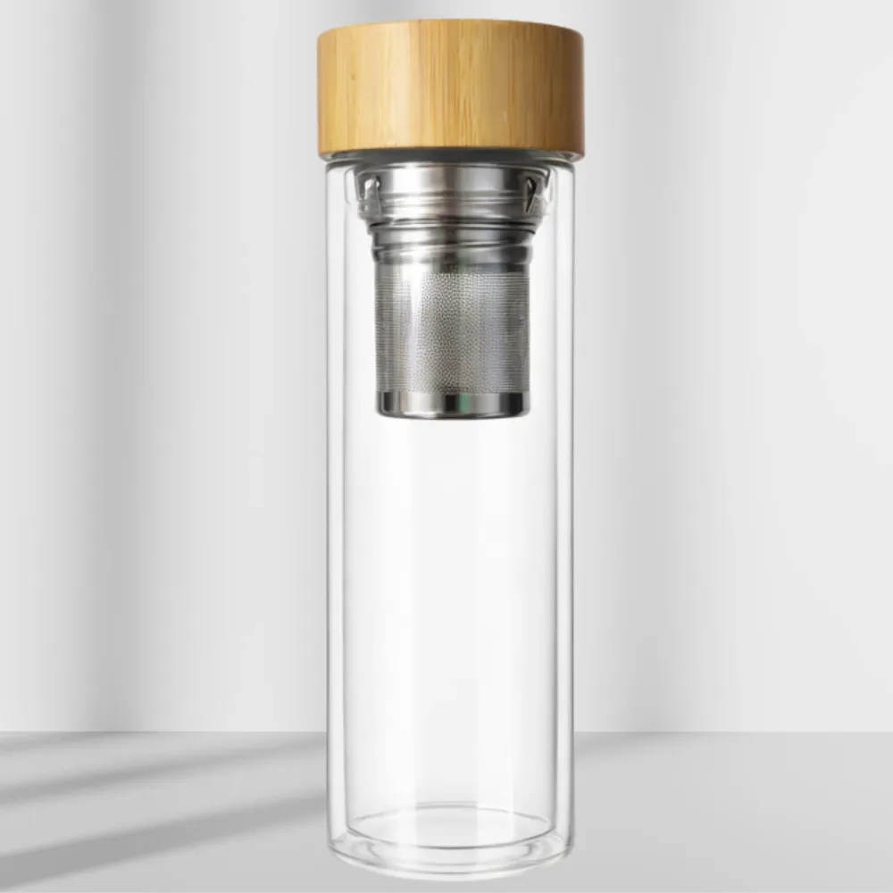 Teeflasche to go mit Sieb – 500 ml Borosilikatglas – BPA- & bleifrei