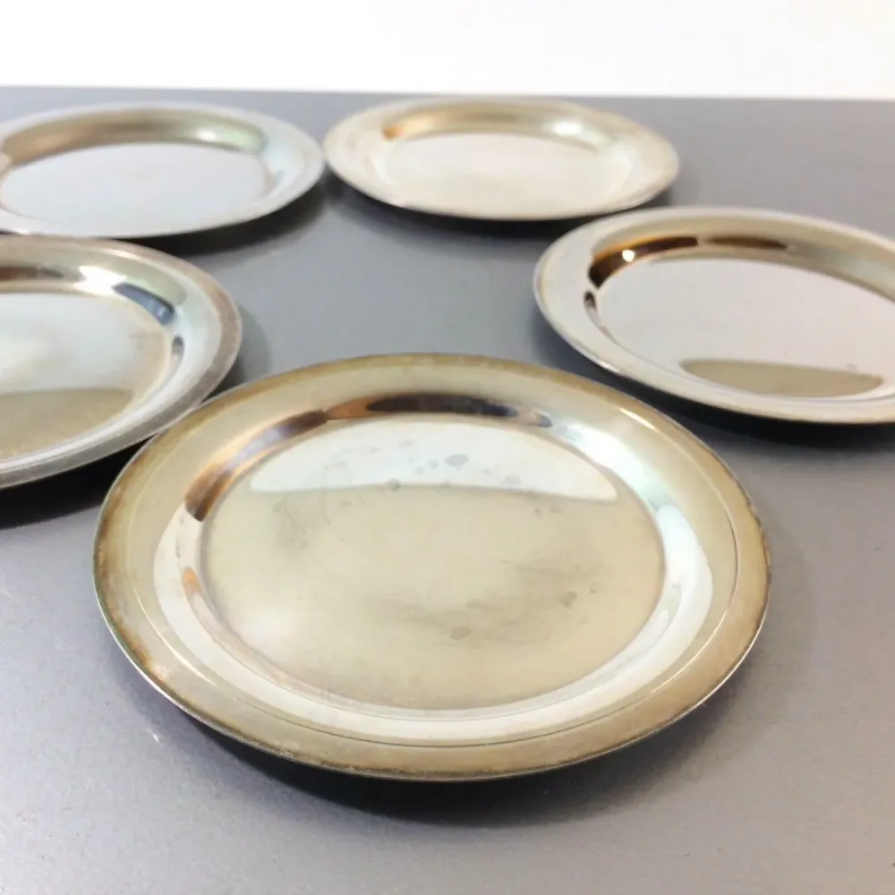 Untersetzer Glasuntersetzer versilbert 10,6 cm 5er Set für Gläser Tassen Hausbar
