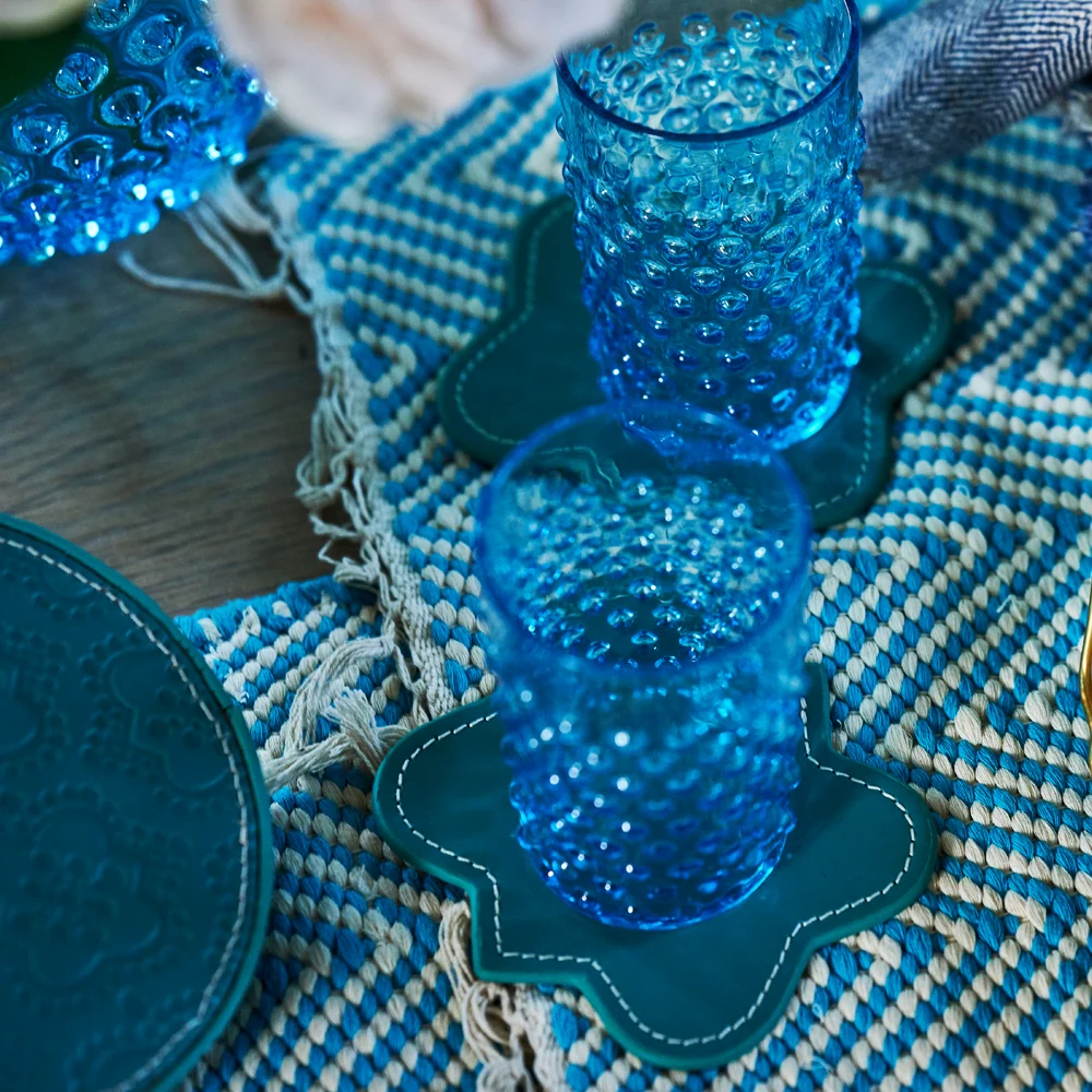 Untersetzer LIFESTYLE aus Leder glatt - turquoise