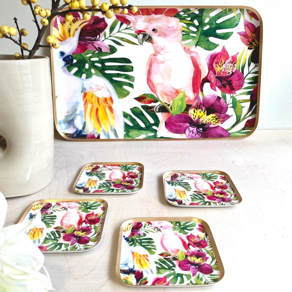 Untersetzer SAIGON BIRDS 4-teiliges Set- 10x10cm