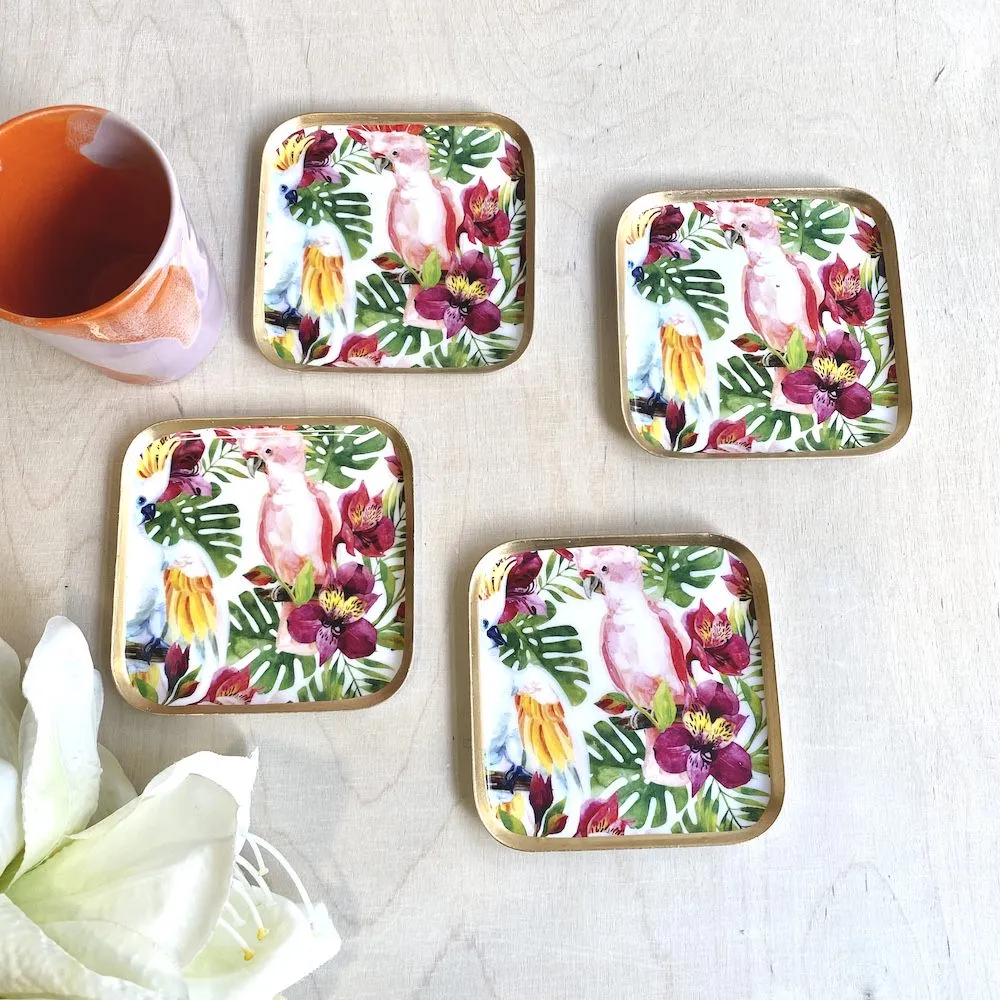 Untersetzer SAIGON BIRDS 4-teiliges Set- 10x10cm
