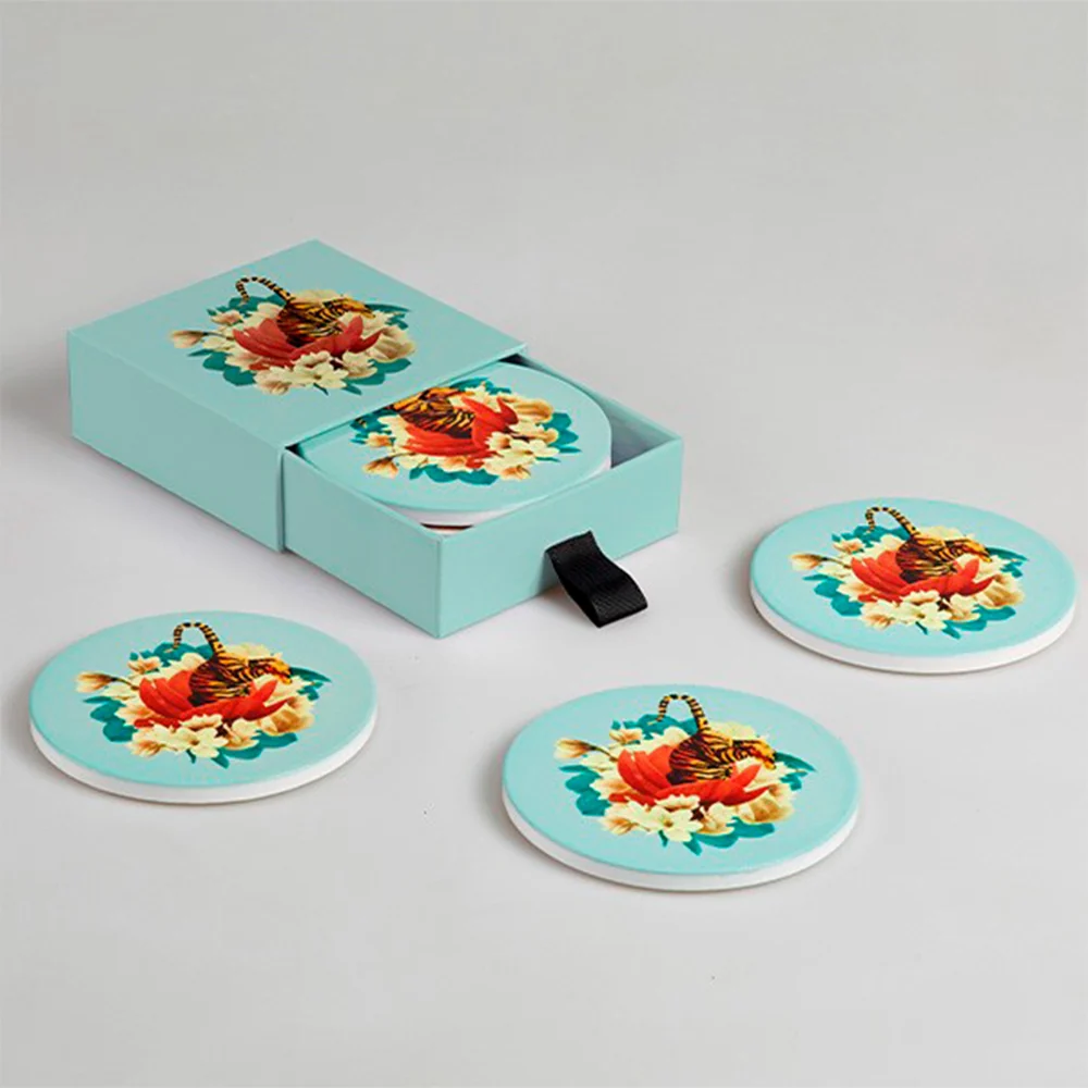 Untersetzer 'TIGER FLOWER' ø10cm 4-teiliges Set