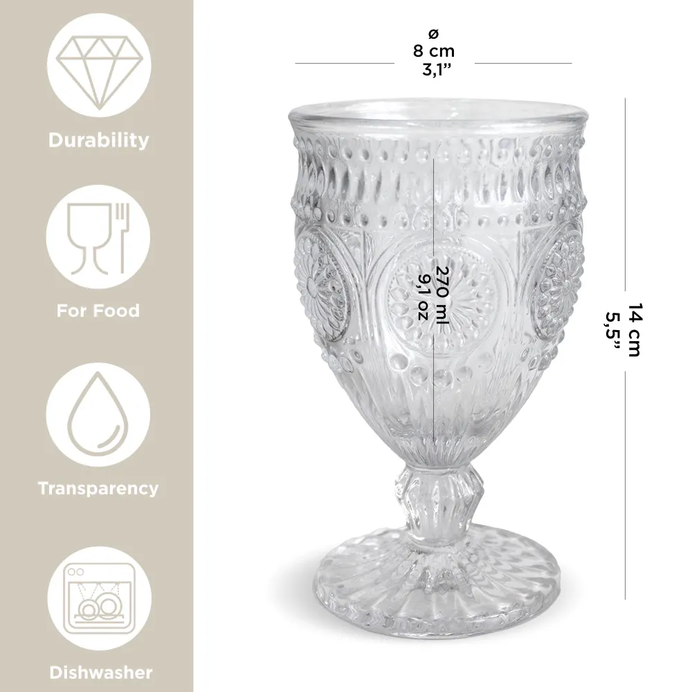 Weingläser Gläser Nuvole di Stoffa Shabby Chic Glas 6 Stück H14cm 6672