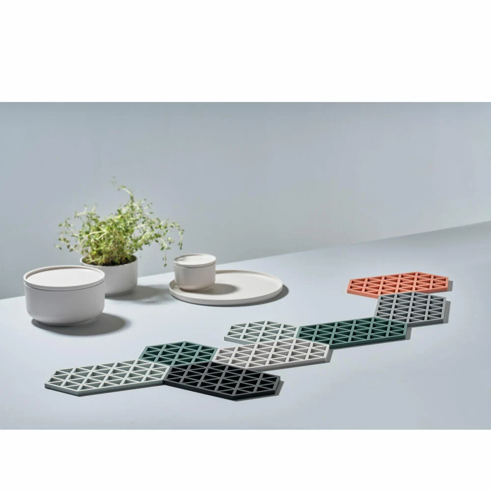 Zone Denmark Untersetzer Triangles, Topfuntersetzer, Pfannenuntersetzer, Silikon, Cool Grey, L 24 cm, 330312