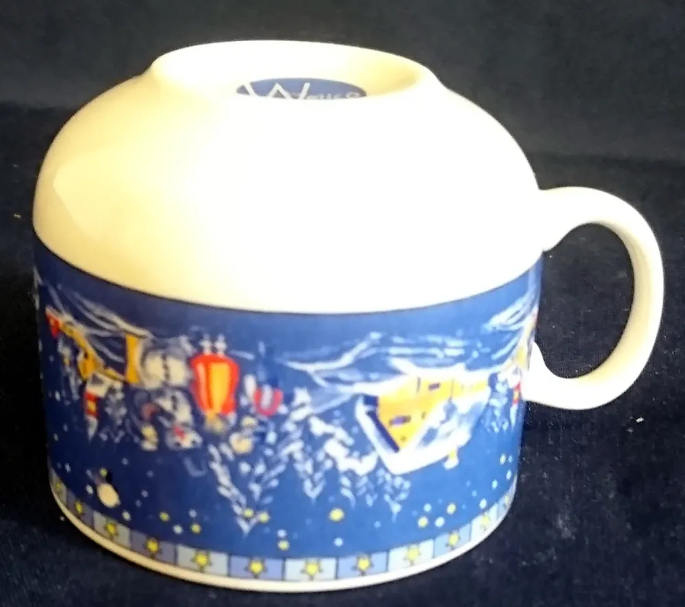 2er Set KAFFEETASSEN - Porzellan, Weihnachten Advent Schnee Dorf Haus Tannenbaum Sterne Motiv Dekor, Wellco Design