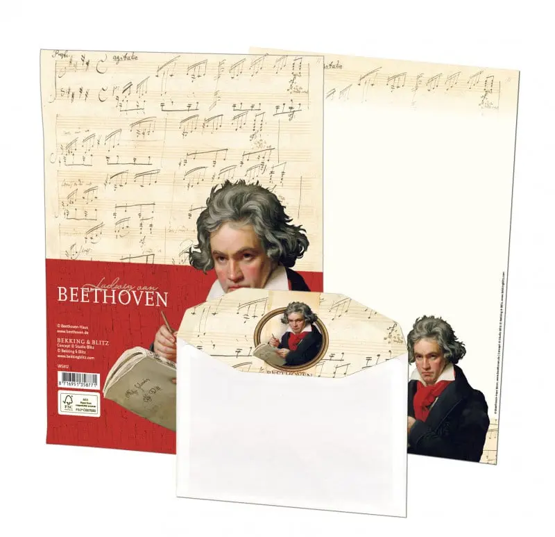 Briefpapier mit Umschlägen: Ludwig van Beethoven, Joseph Karl Stieler, Beethoven-Haus Bonn