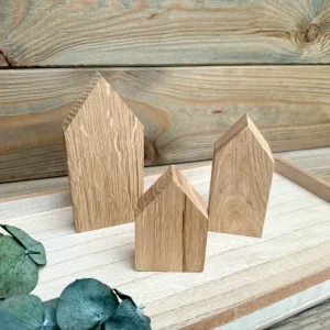 Holzdeko Haus | 3er Set Holzhäuser klein