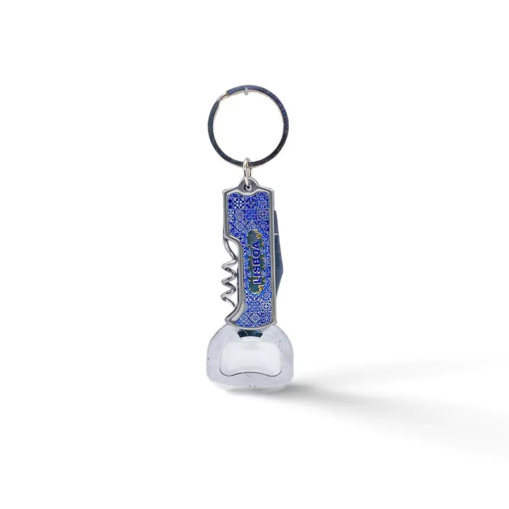 Lissabon Souvenir Mini-Taschenmesser mit Korkenzieher, Flaschenöffner und portugiesischem Fliesendesign