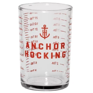 Messbecher mit roter Beschriftung von Anchor Hocking