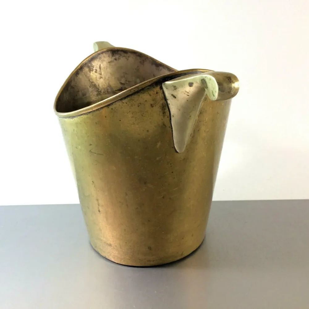 Sekteimer Champagnerkübel Flaschenkühler Messing Art Déco 21 cm