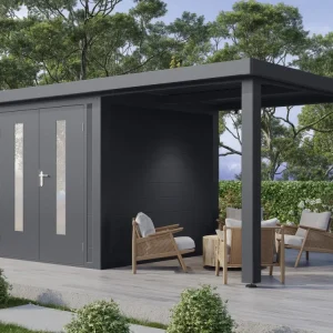 Wolff Finnhaus WPC-Haus Olin 4724, 2-farbig Anthrazit/Hellgrau