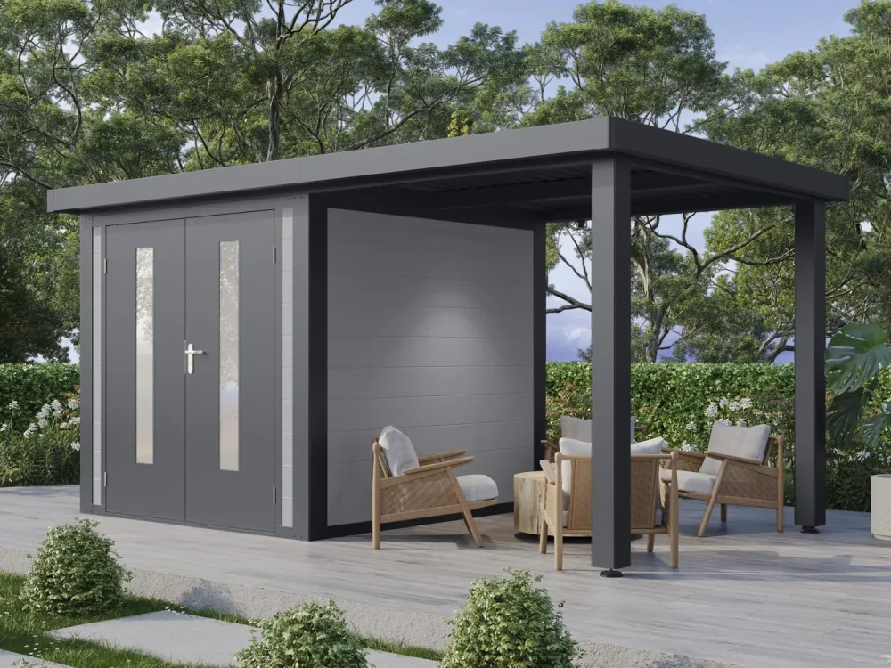 Wolff Finnhaus WPC-Haus Olin 4724, 2-farbig Anthrazit/Hellgrau