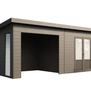 Wolff Finnhaus WPC-Haus Tona 6024 Anthrazit mit Wandpaket
