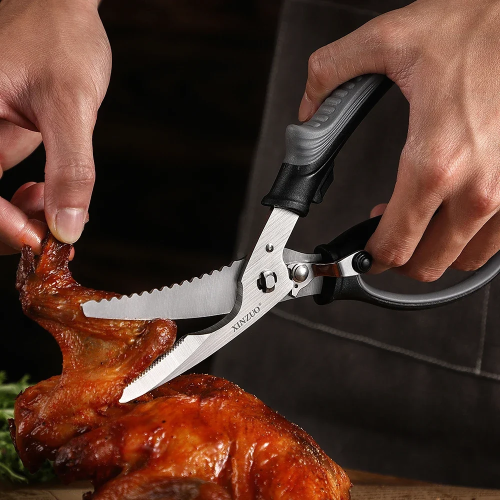 XINZUO Edelstahl Küchenschere Schere Werkzeug Grill Küchenbedarf Flaschenöffner Knochenschneider Kochwerkzeug