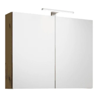 Era Spiegelschrank 80 × 68 × 23,4 cm mit LED-Aufsatzleuchte, Weiß Matt – 1 Stück