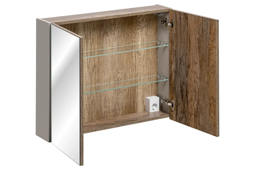 Santa Spiegelschrank 80 cm, 2 Türen Tongrau