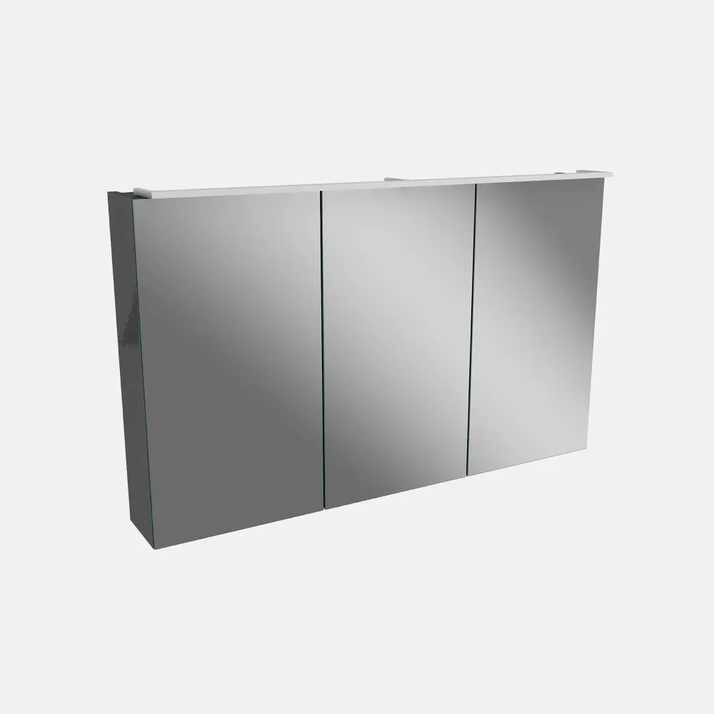 Spiegelschrank L5 | 100 cm mit dimmbarer Leuchte und 3 Türen, Grafit Hochglanz