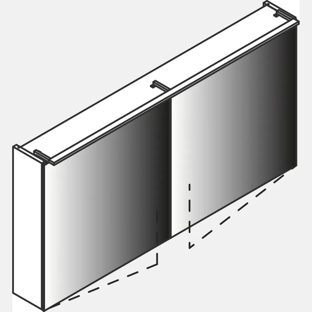 Spiegelschrank L5 | 120 cm mit dimmbarer LED-Leuchte und zwei Türen, Grafit Hochglanz