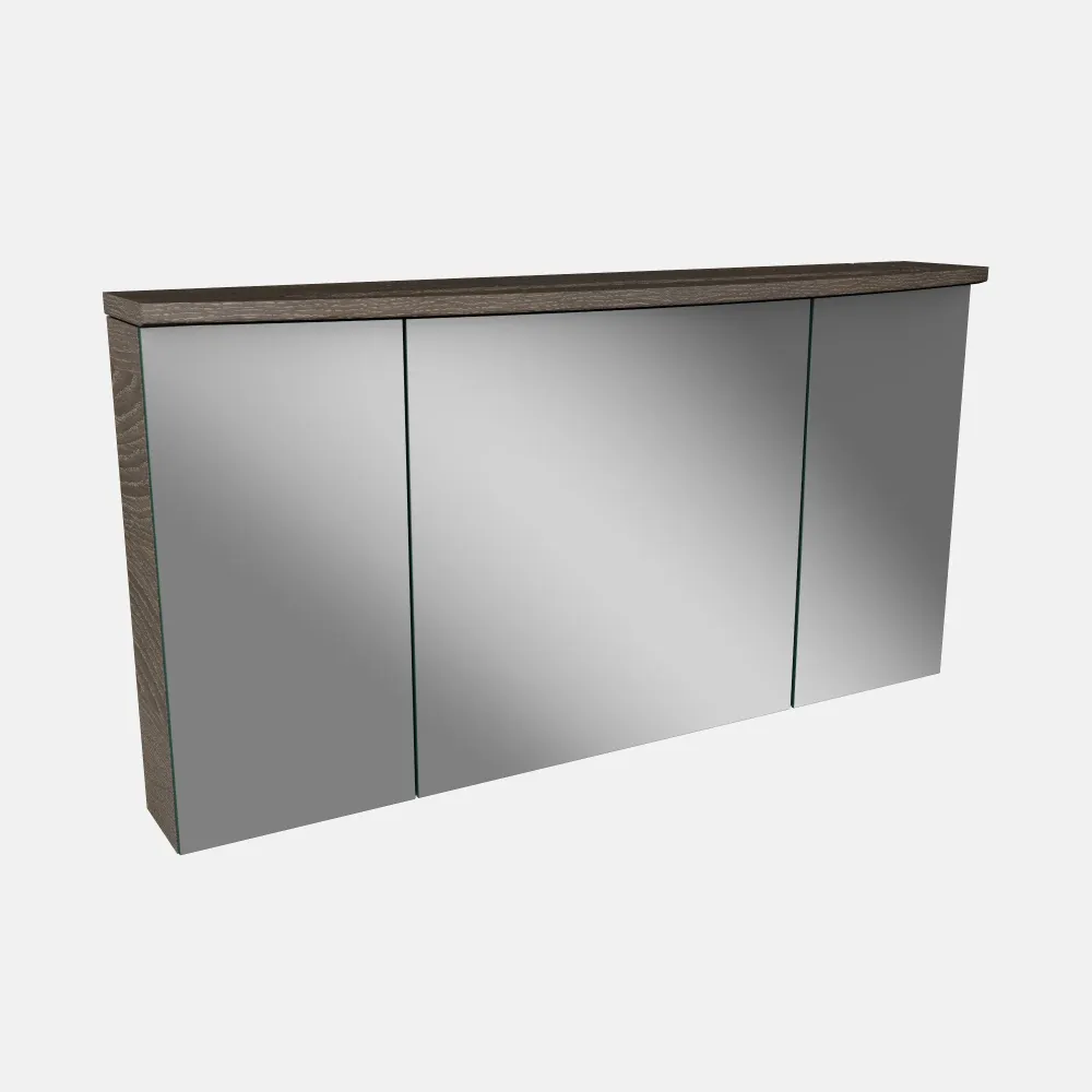 Spiegelschrank L4 I 120 cm mit einer dimmbaren LED-Leuchte und drei Türen, Eiche-Maron