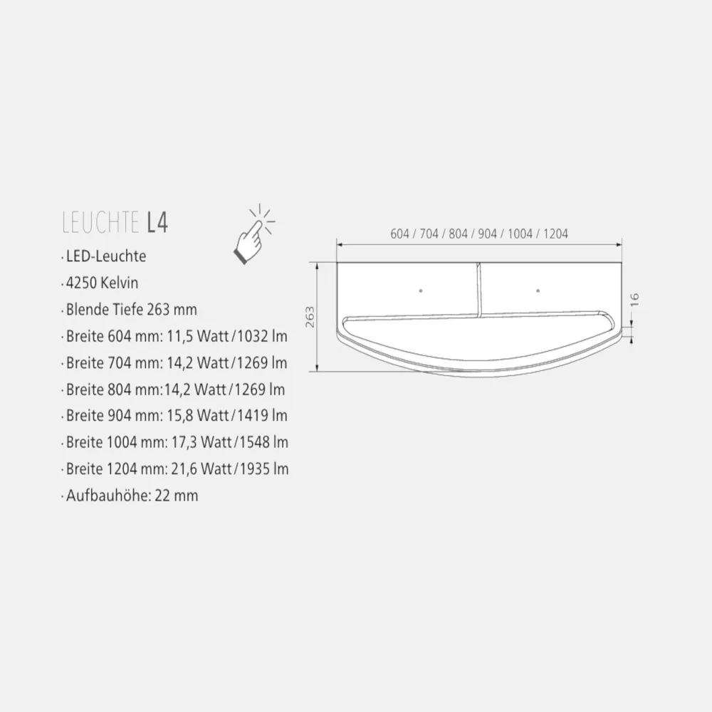 Spiegelschrank L4 I 120 cm mit einer dimmbaren LED-Leuchte und drei Türen, Eiche-Maron