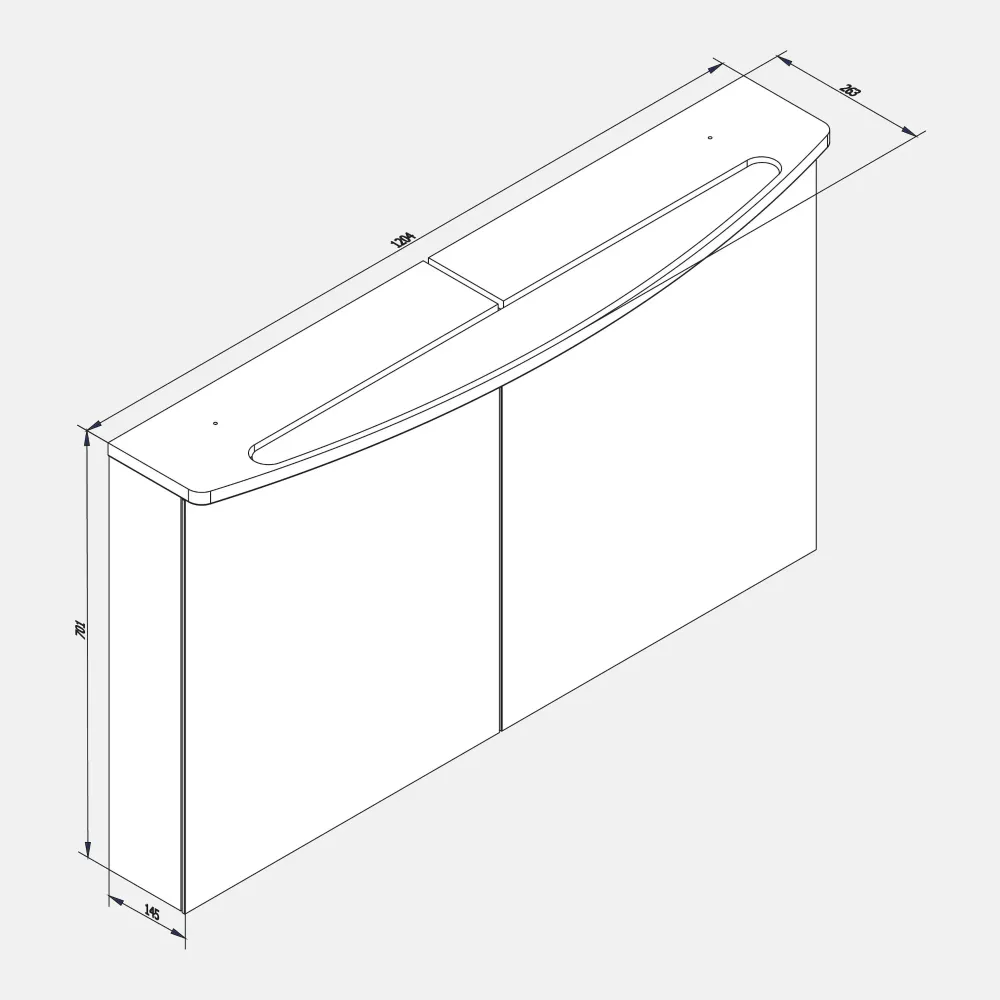 Spiegelschrank L4 I 120 cm mit einer dimmbaren LED-Leuchte und zwei Türen, Dark Oak