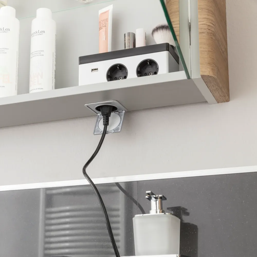 Spiegelschrank L4 I 120 cm mit einer dimmbaren LED-Leuchte und zwei Türen, Dark Oak