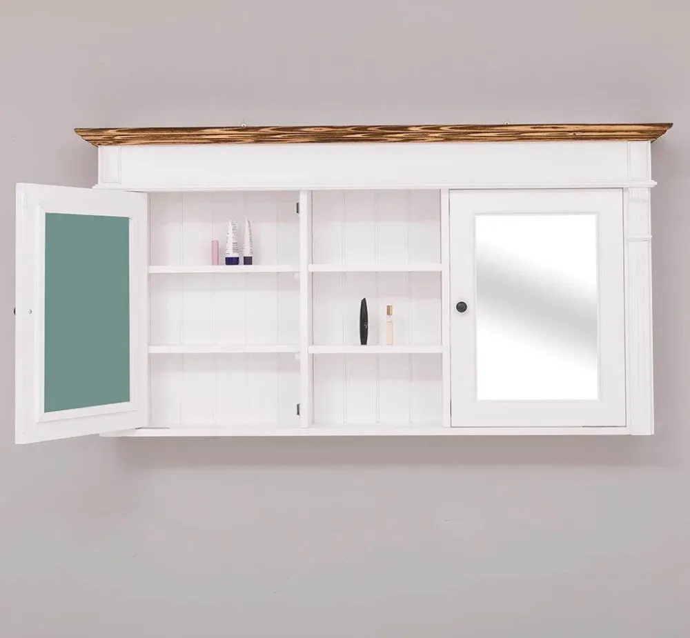 Spiegelschrank aus Massivholz | Hängeschrank Bad mit 2 Türen