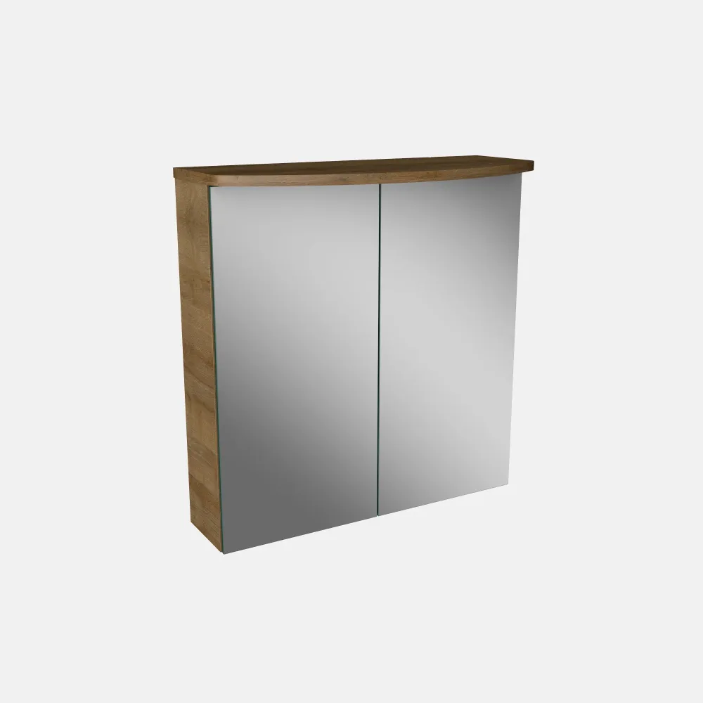 Spiegelschrank L4 I 60 cm mit einer dimmbaren LED-Leuchte und zwei Türen, Berg-Eiche