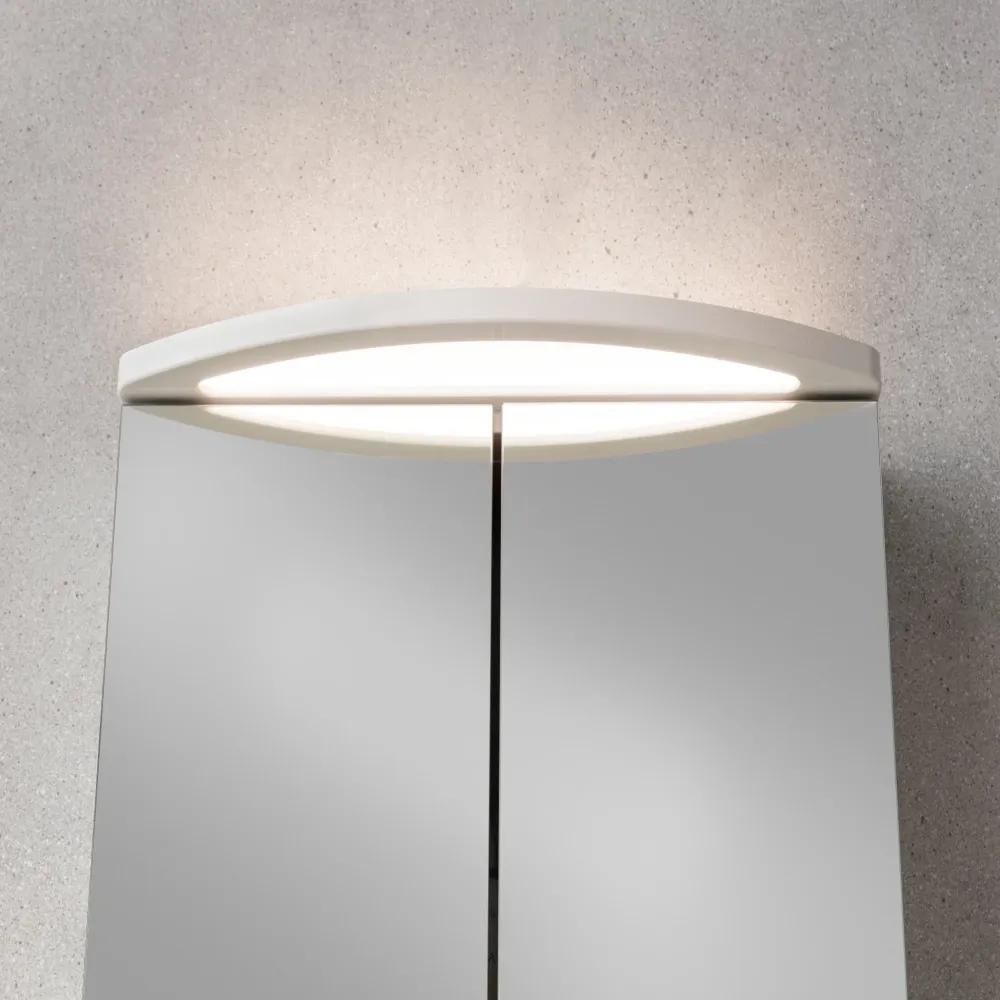 Spiegelschrank L4 I 60 cm mit einer dimmbaren LED-Leuchte und zwei Türen, Berg-Eiche