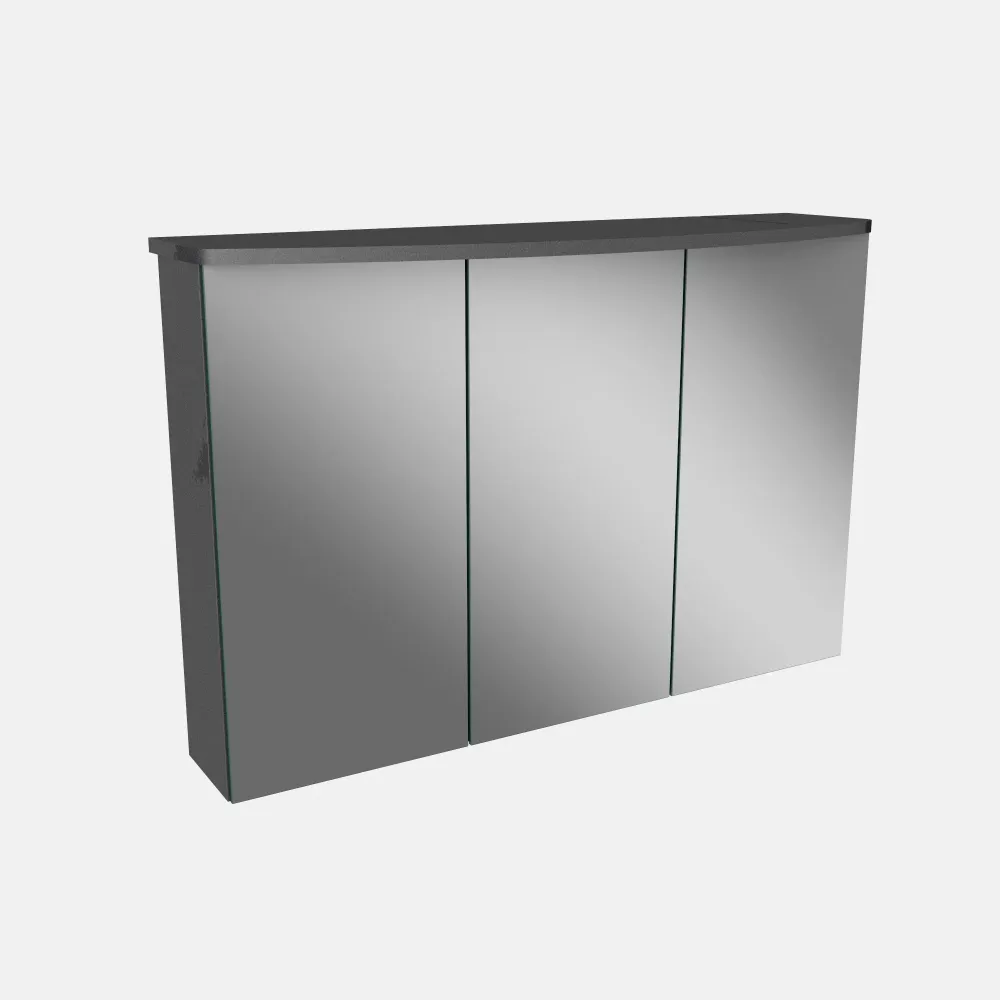 Spiegelschrank L4 I 90 cm mit einer dimmbaren LED-Leuchte und drei Türen, Grafit Hochglanz