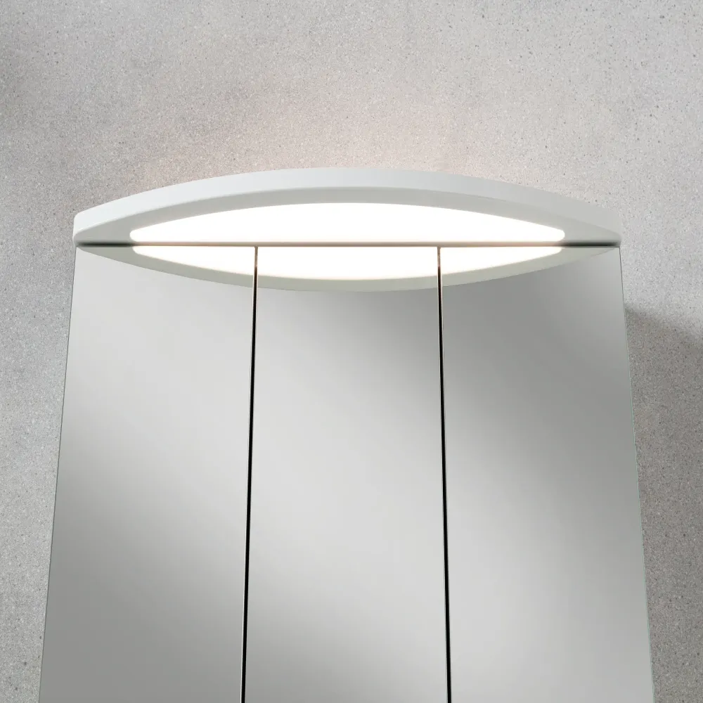 Spiegelschrank L4 I 90 cm mit einer dimmbaren LED-Leuchte und drei Türen, Grafit Hochglanz