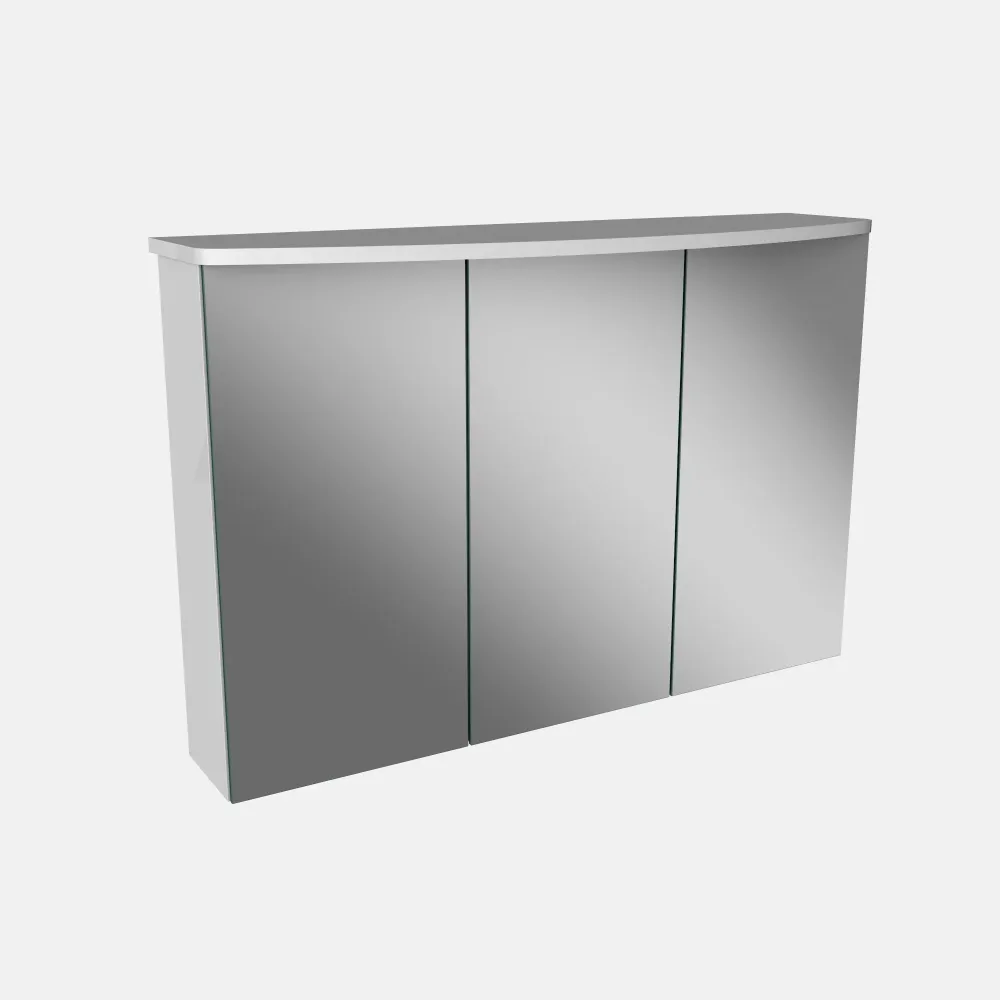 Spiegelschrank L4 I 90 cm mit einer dimmbaren LED-Leuchte und drei Türen, Weiß-Hochglanz